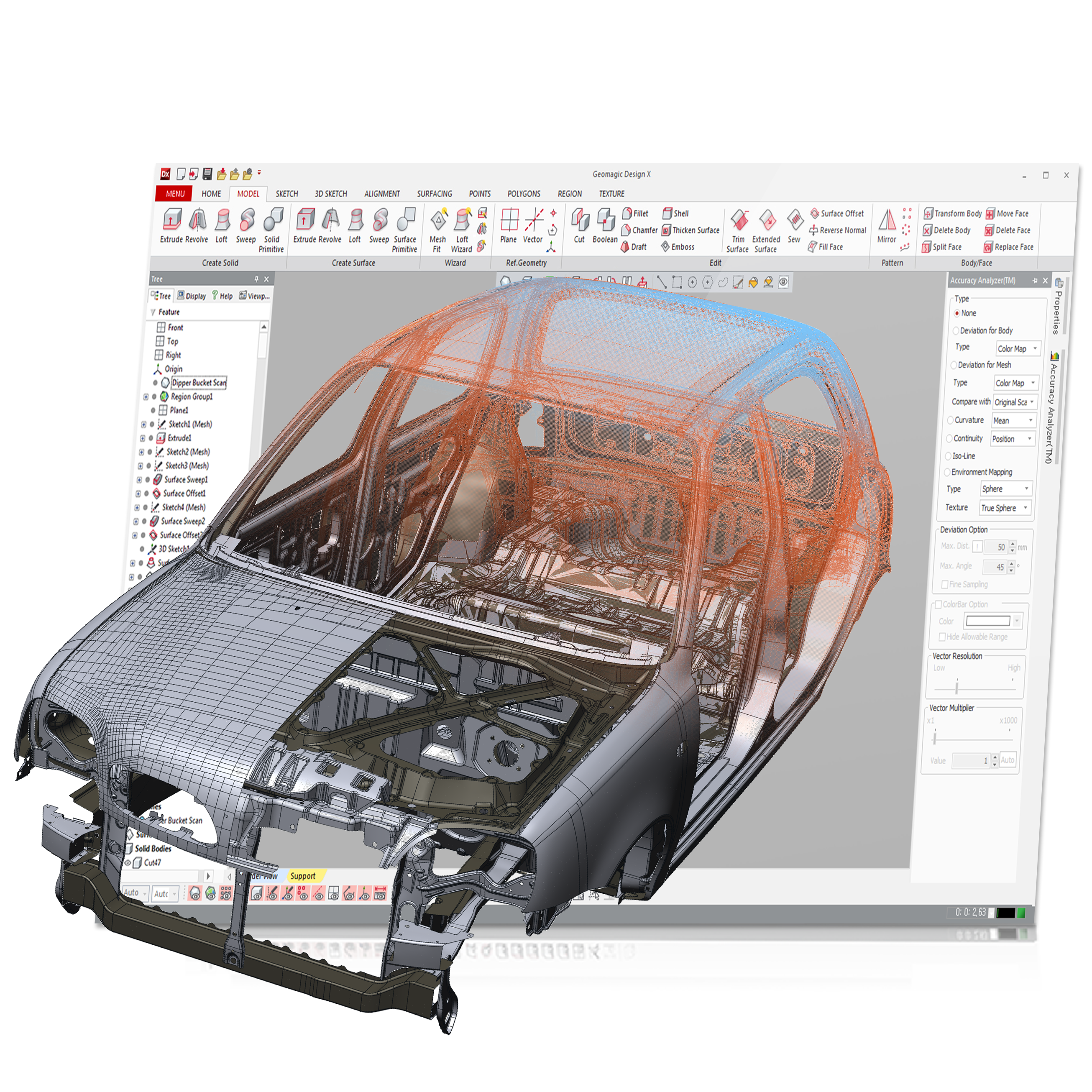 logiciel de rétroconception et traitement de scan 3d geomagic design X (oqton)