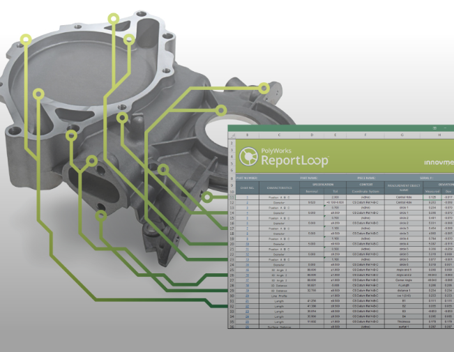 rapport de contrôle dimensionnel réalisé avec polyworks et un scanner 3d, contrôle non destructif